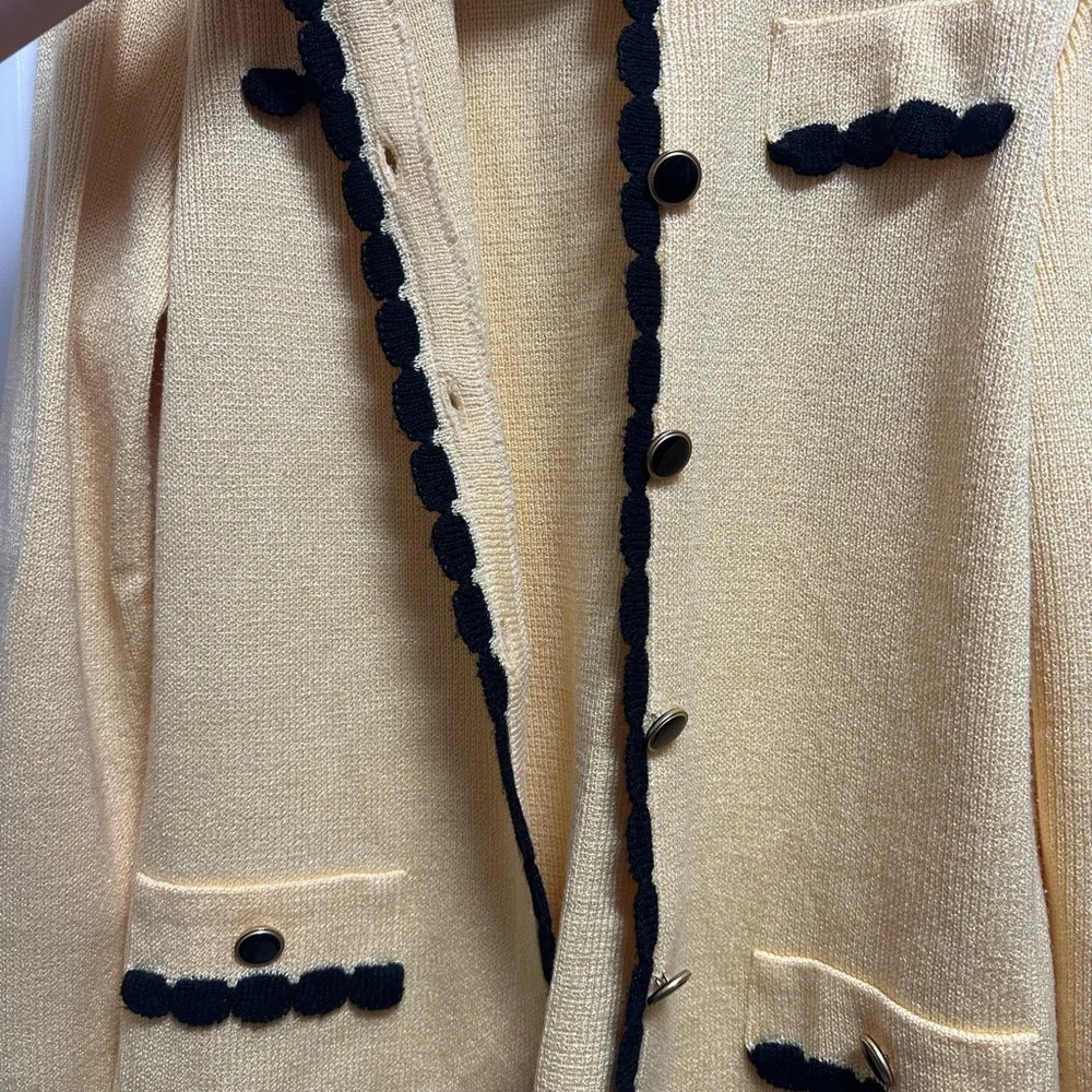 Vintage Mita Sport Yellow and Black Knit Cardigan 4 Petite - Picture 3 of 6